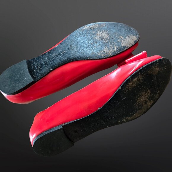 Y2K Miss Sixty Red Patent Leather Ballet flats EUR size 36 Peep toe Bows US 5.5 - Picture 10 of 12